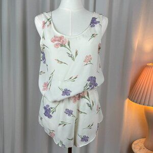 Vintage 90s Versailles Floral Two-Piece Sheer Cami & Tap Shorts Set Medium